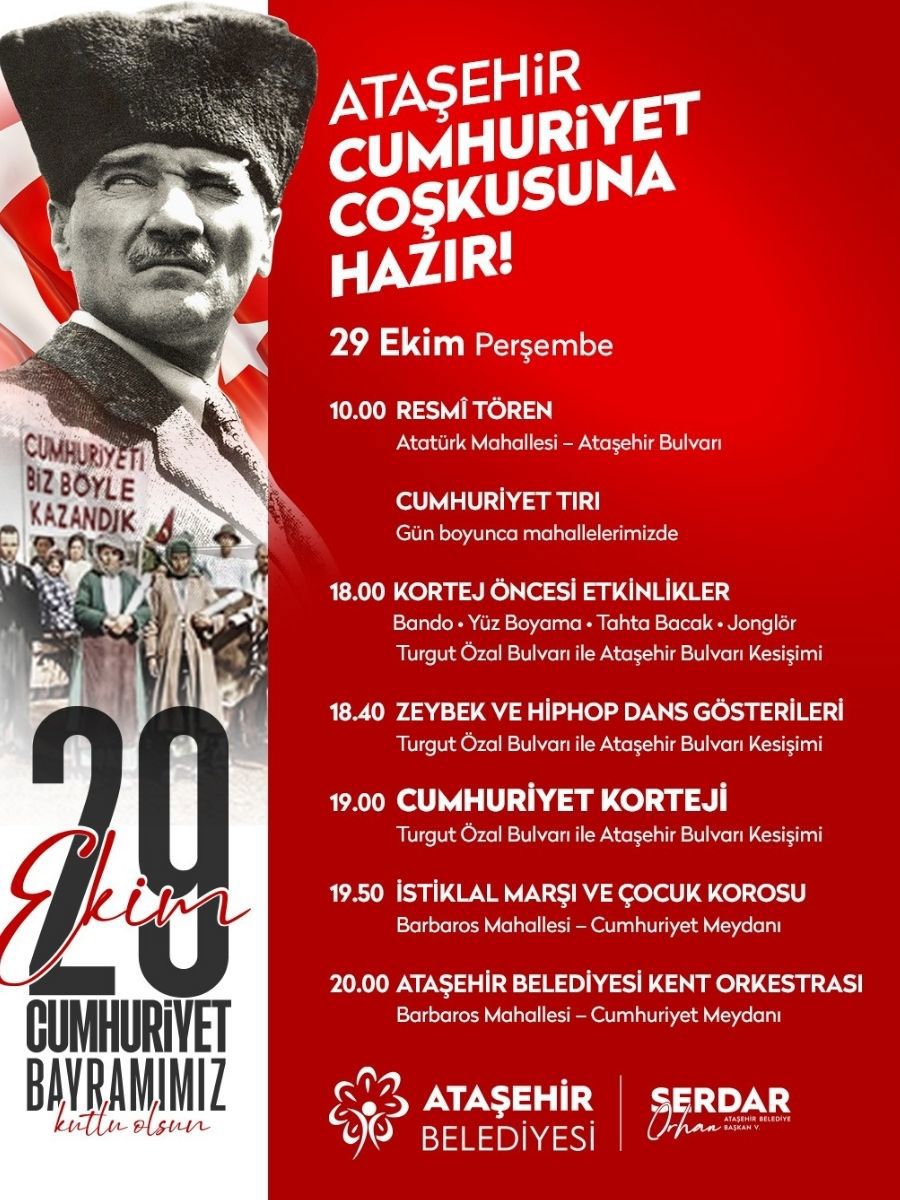 ATAŞEHİR’DE CUMHURİYET COŞKUSU SOKAKLARA TAŞACAK